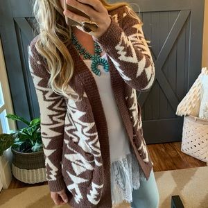 New Tribal Print Cowichan Blanket Cardigan Sweater